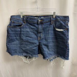 Old Navy Boyfriend Jean Shorts Womens 18 Mid Rise Blue Denim Distressed